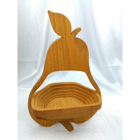VTG PEAR TREE Fruit basket Wood Collapsible table decor READ ASIS - Picture 2 of 12